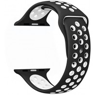 Bratara silicon compatibila Apple Watch 1/2/3/4, 38/40 mm, M/L, 8011ACS-negru-alb