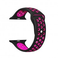 Bratara silicon compatibila Apple Watch 1/2/3/4, 38/40 mm, M/L, 8011ACS-negru-rose